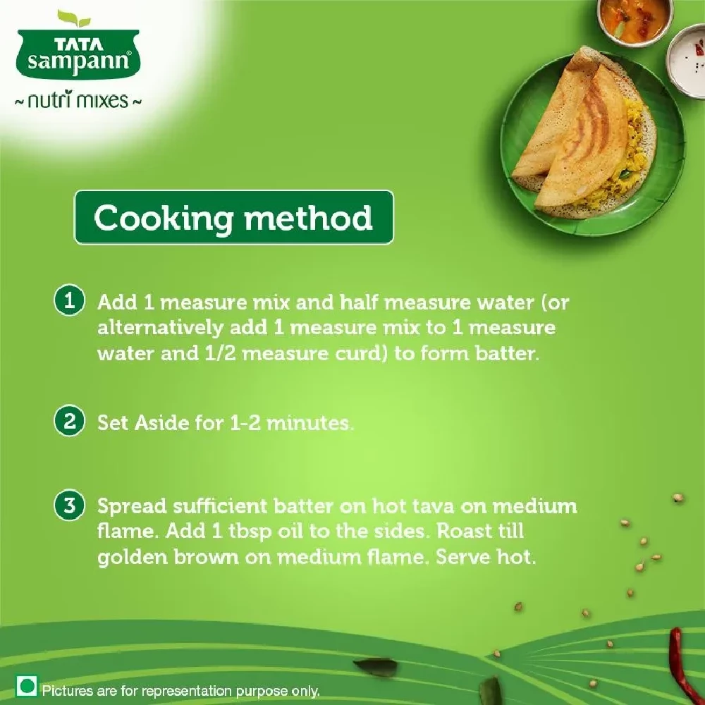 Tata Sampann Fibre Rich Dosa Mix - Instant Ready To Cook, 180 g-8.webp